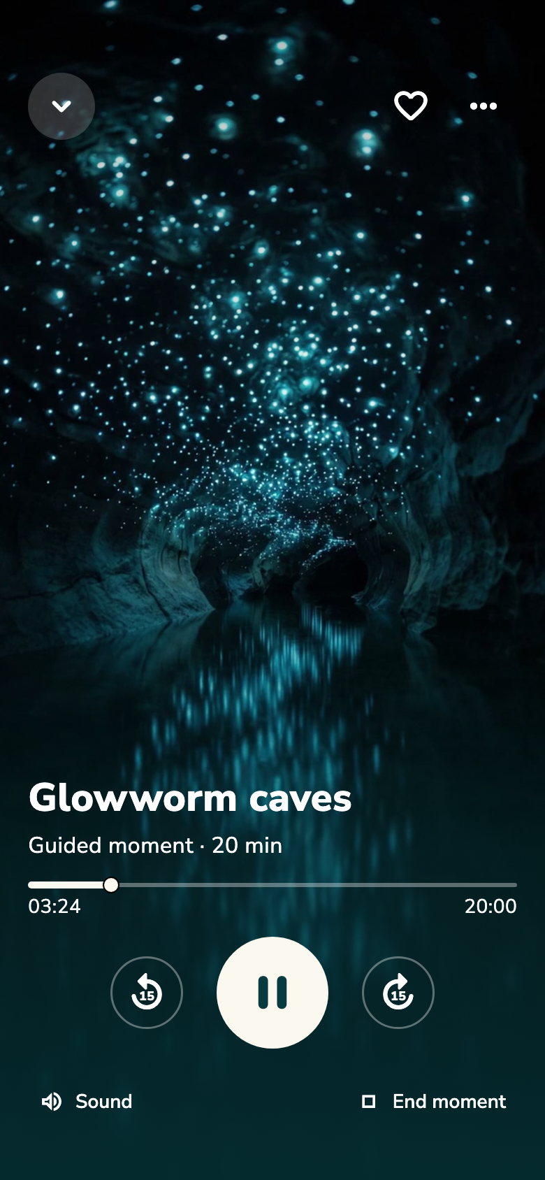 Development app screen playing the matching Glowworm Caves scene