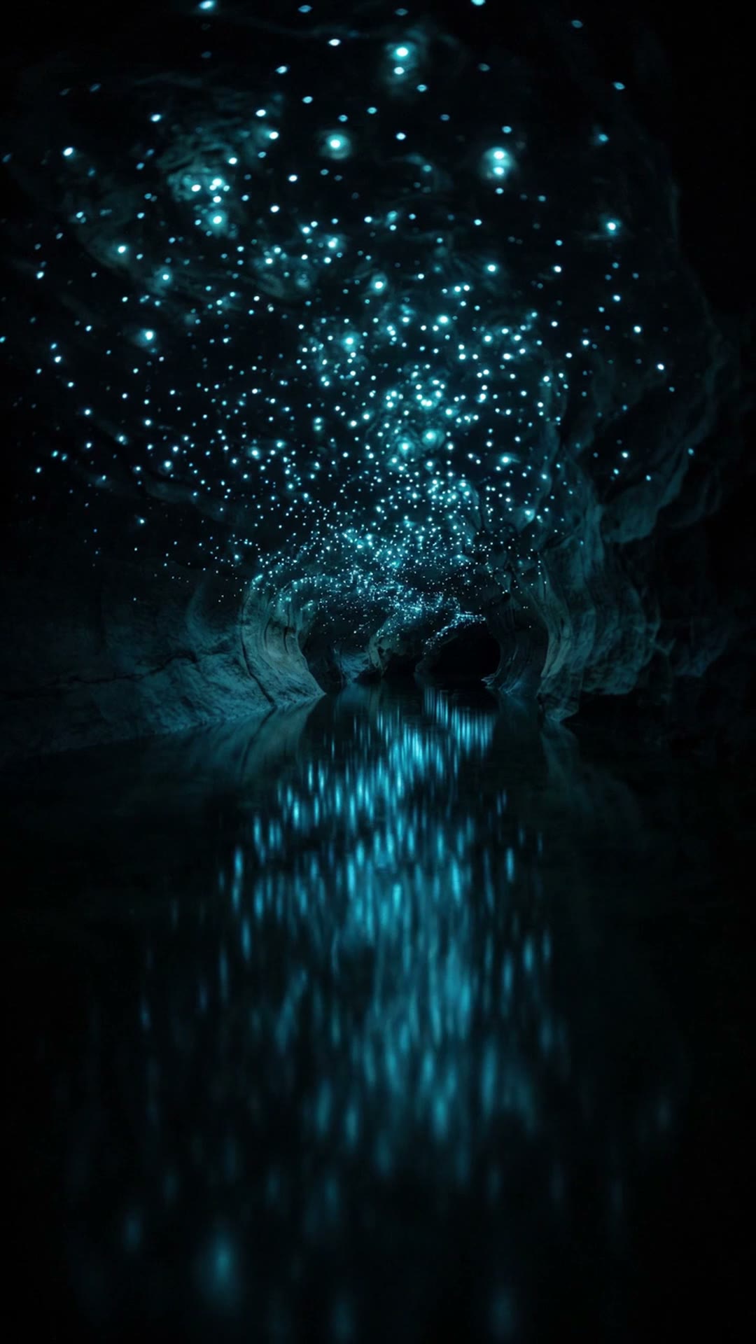 Glowworm cave scene illustration